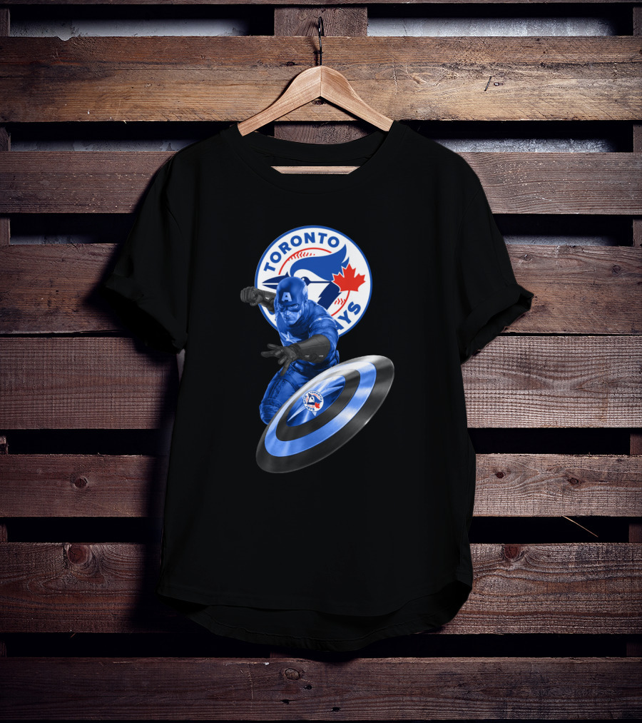 Toronto Blue Jays Captain America Collaboration With Shield And Team T-Shirt