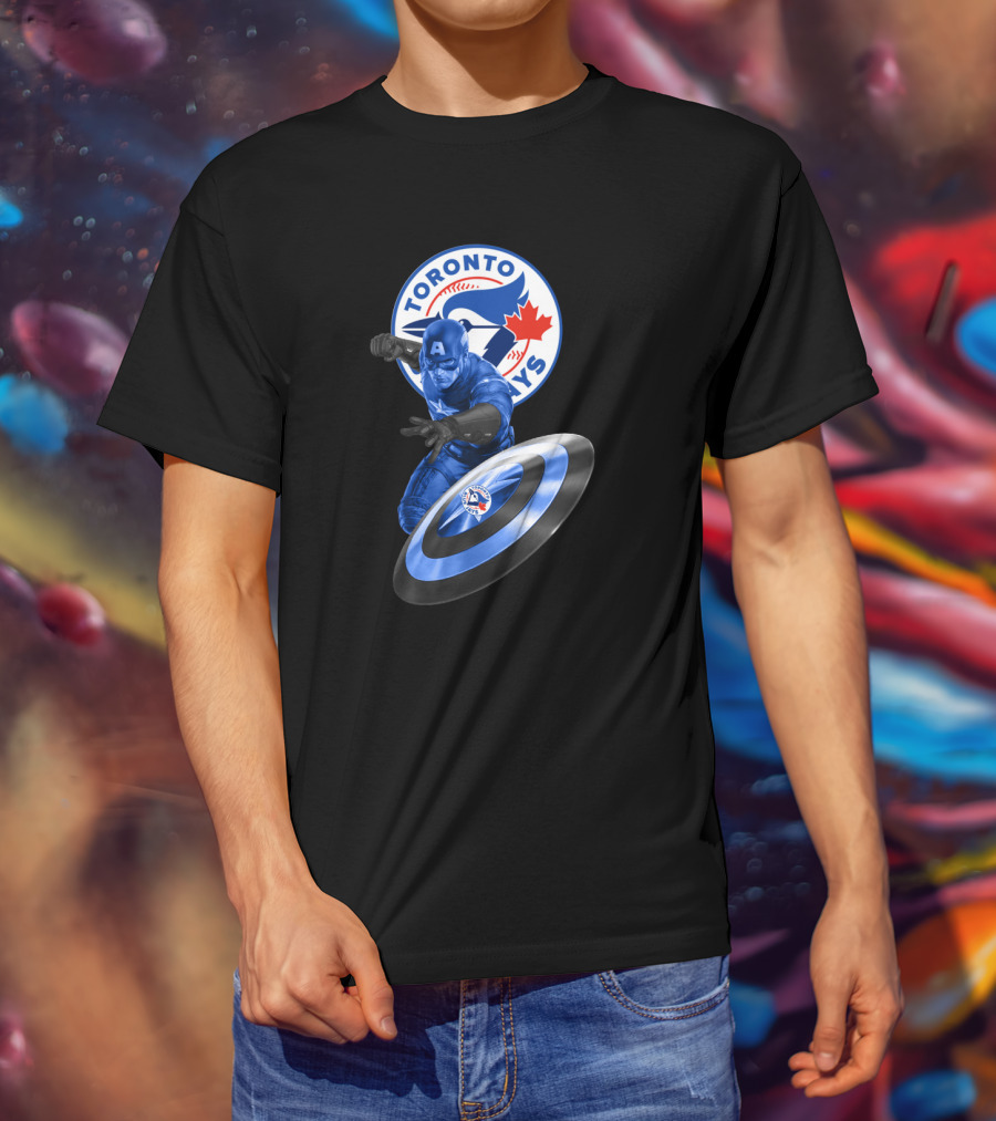 Toronto Blue Jays Captain America Collaboration With Shield And Team T-Shirt