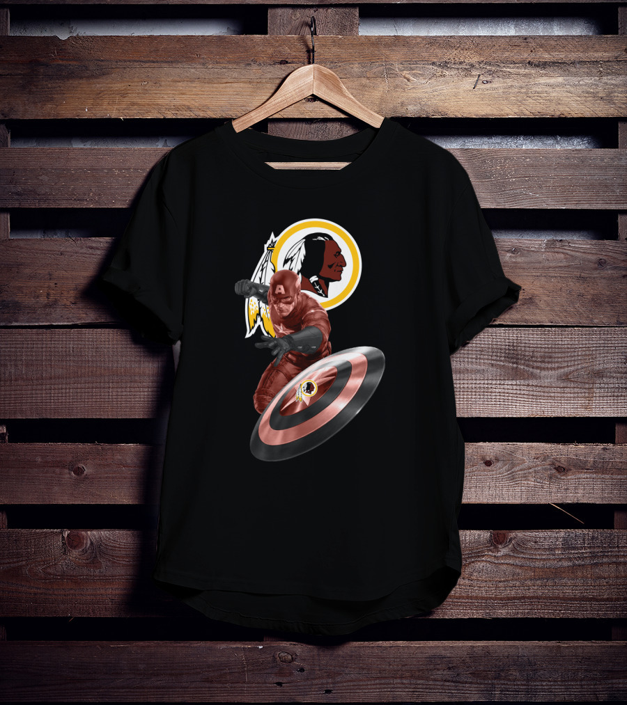 Washington Redskins Meets Captain America Crossover Tribute T-Shirt