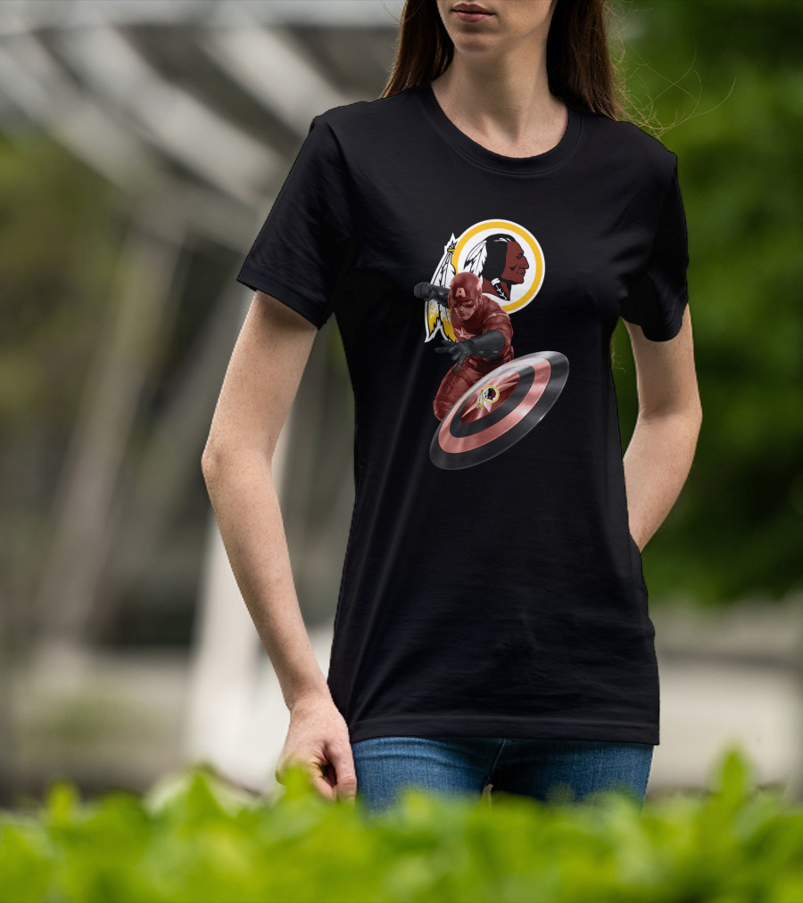 Washington Redskins Meets Captain America Crossover Tribute T-Shirt