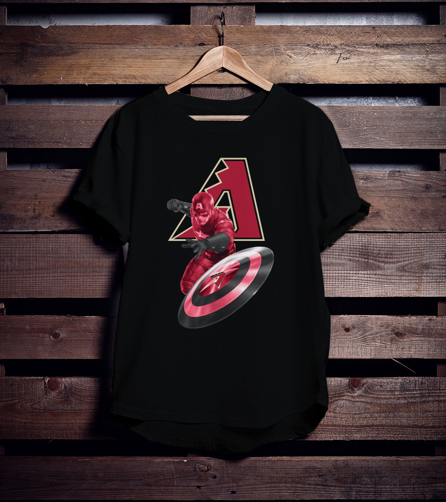 Arizona Diamondbacks Collaboration With Captain America Featuring Iconic Shield And Team T-Shirt