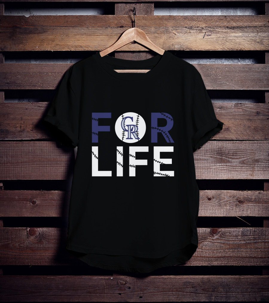 Colorado Rockies Cr Logo Baseball For Life T-Shirt