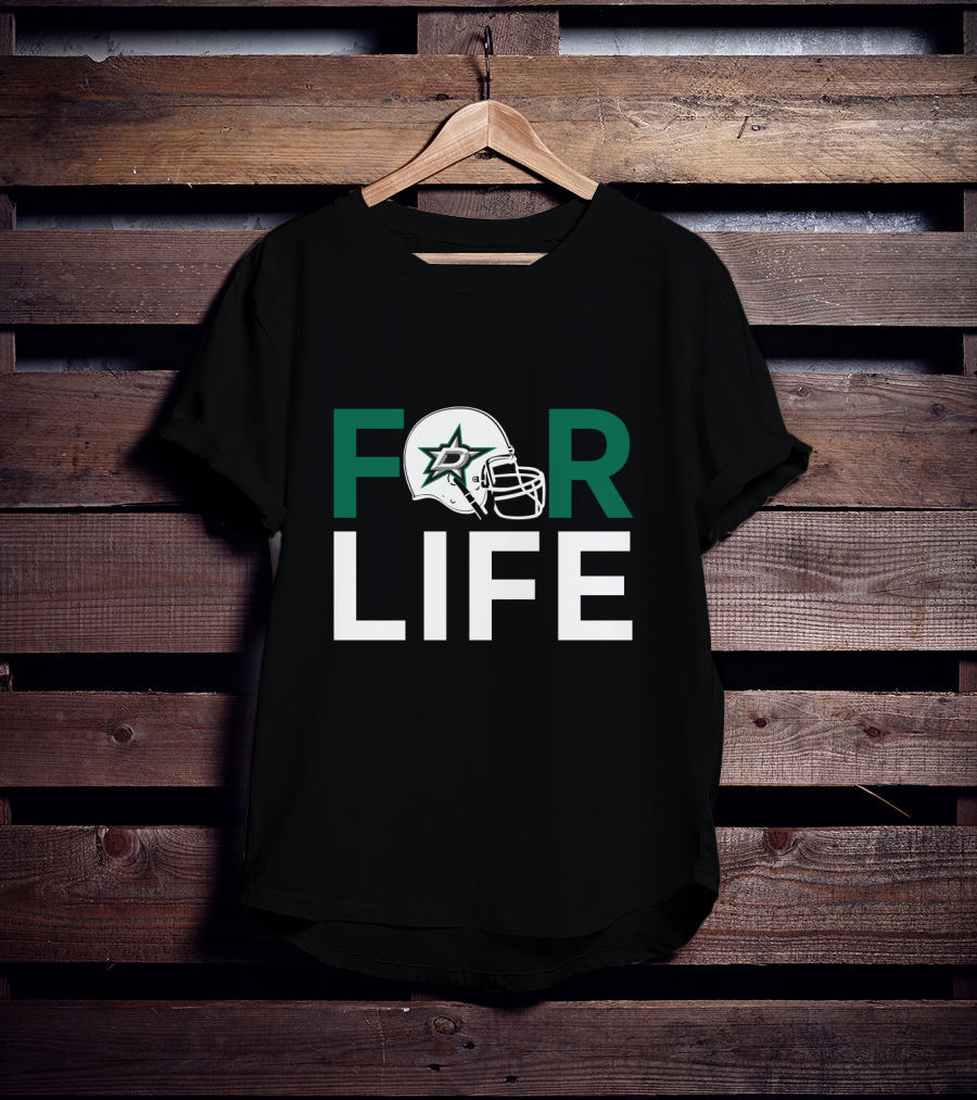 Dallas Stars For Life Helmet Logo Iconic Fan Support T-Shirt