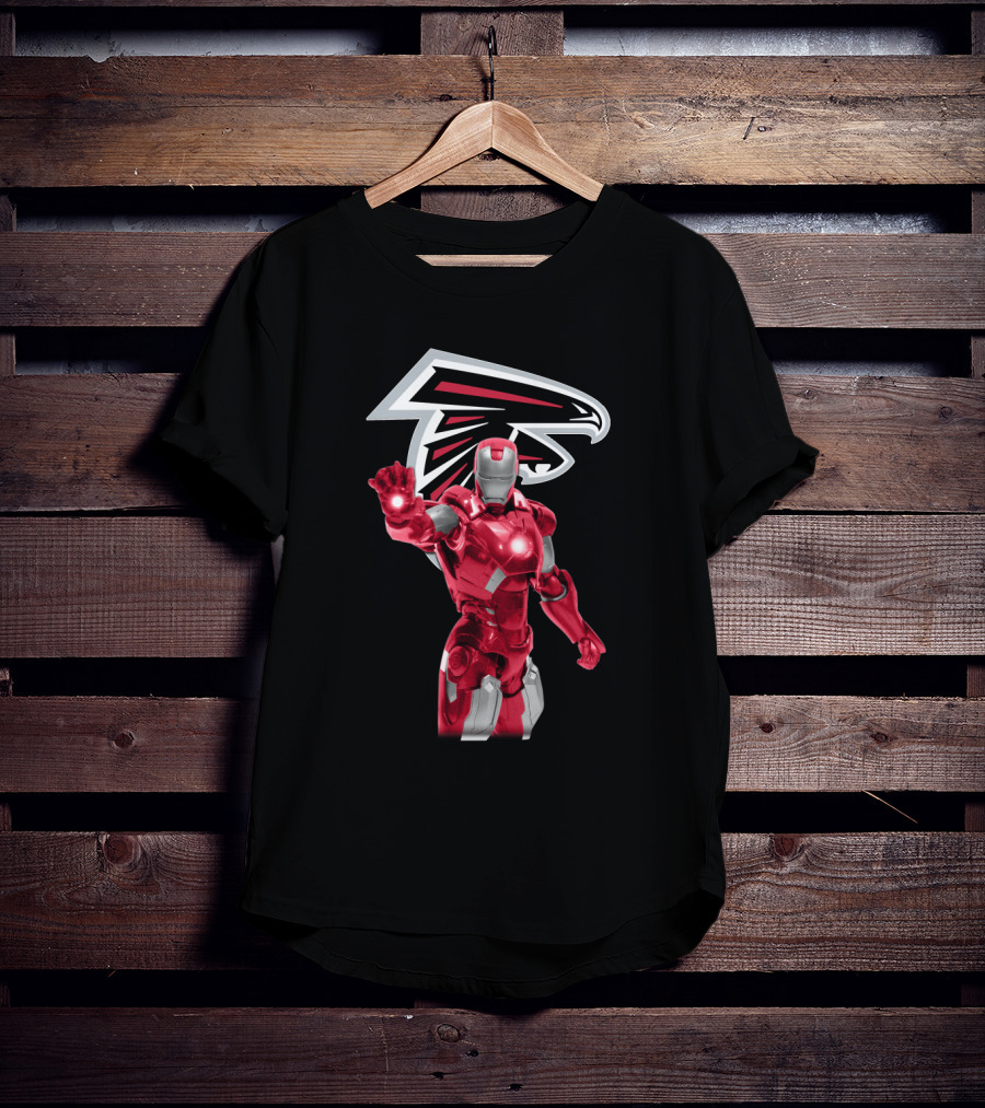 Iron Man Atlanta Falcons Fan Gear Marvel Crossover T-Shirt