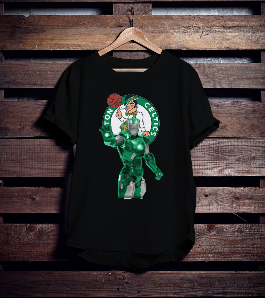 Iron Man Celtics Fans Basketball Fusion T-Shirt