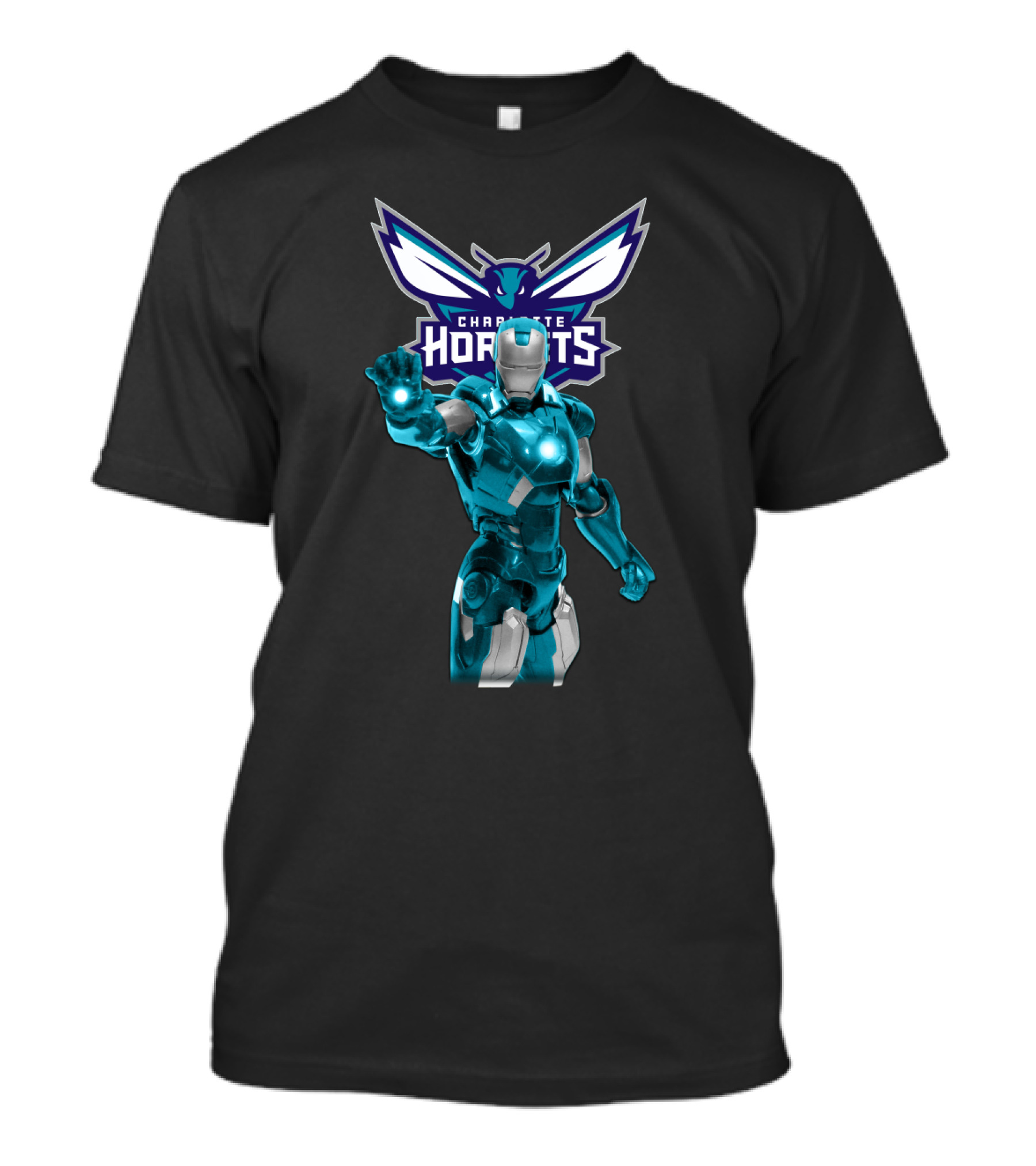 Iron Man Charlotte Hornets Marvel Superhero Collaboration Fan T-Shirt