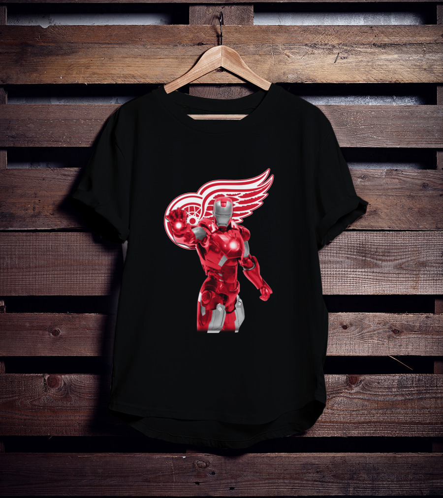 Iron Man Detroit Red Wings Crossover Marvel NHL Collaboration T-Shirt
