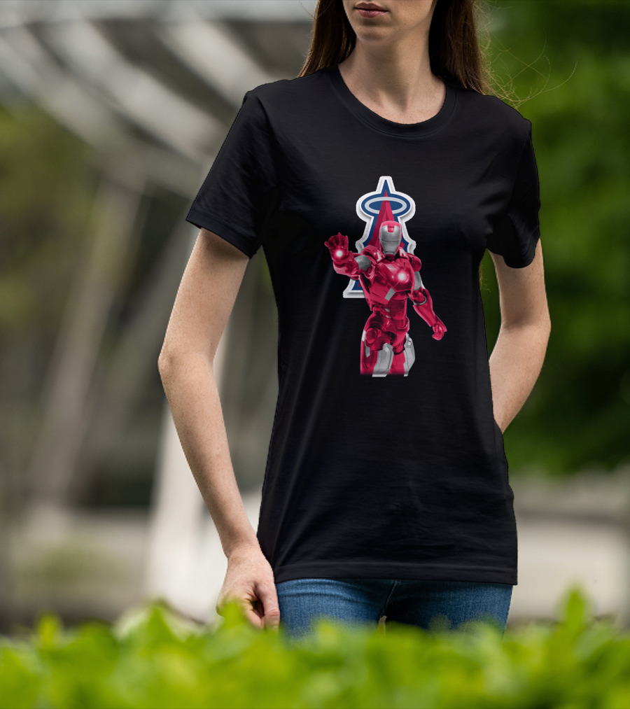 Iron Man Los Angeles Angels MLB Marvel Crossover Hero Fusion T-Shirt
