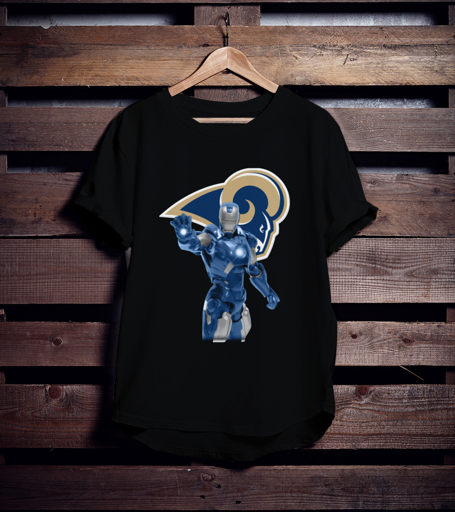 Iron Man Los Angeles Rams Superfan Crossover T-Shirt