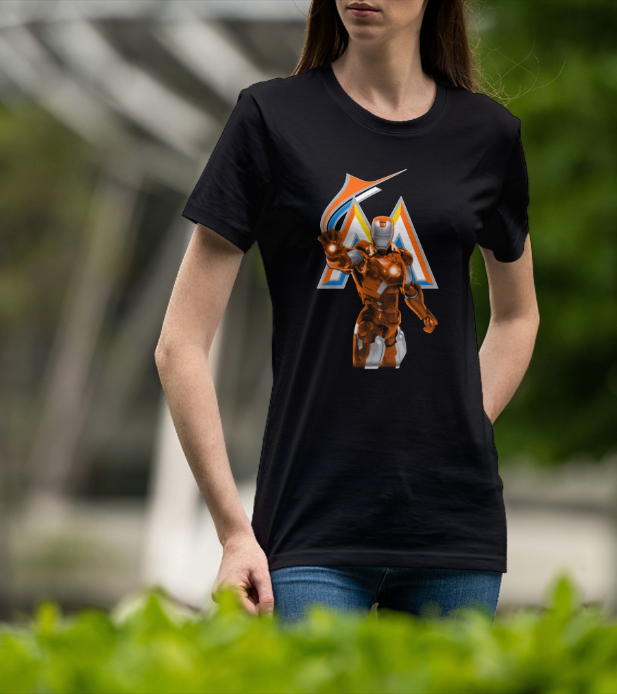 Iron Man Miami Marlins Superhero Crossover T-Shirt