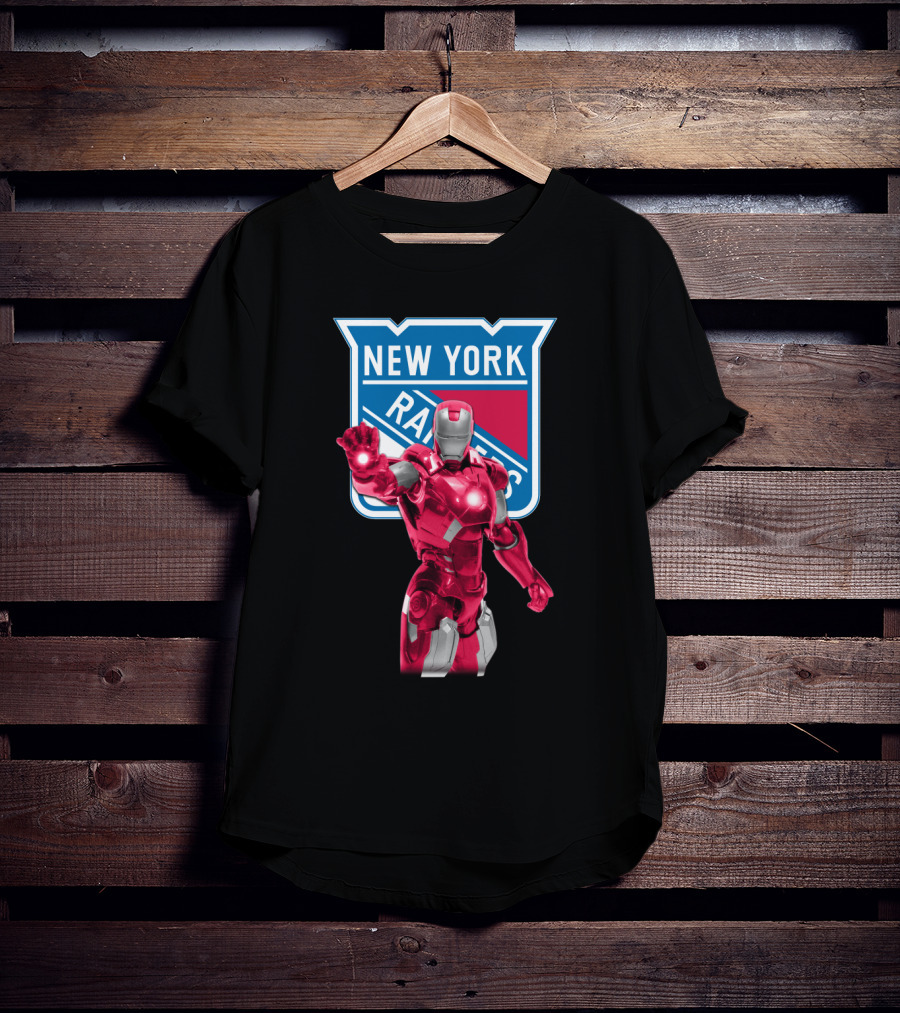 Iron Man Marvel New York Rangers Crossover With Iconic Hockey T-Shirt
