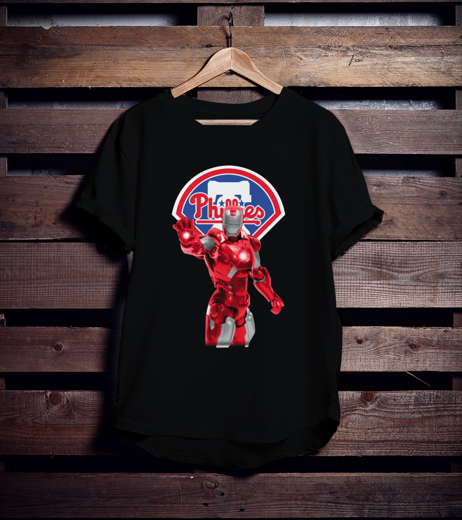 Philadelphia Phillies Iron Man Crossover MLB Superhero Fusion T-Shirt