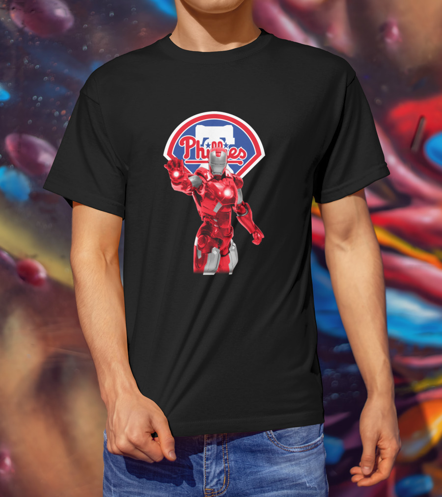 Philadelphia Phillies Iron Man Crossover MLB Superhero Fusion T-Shirt