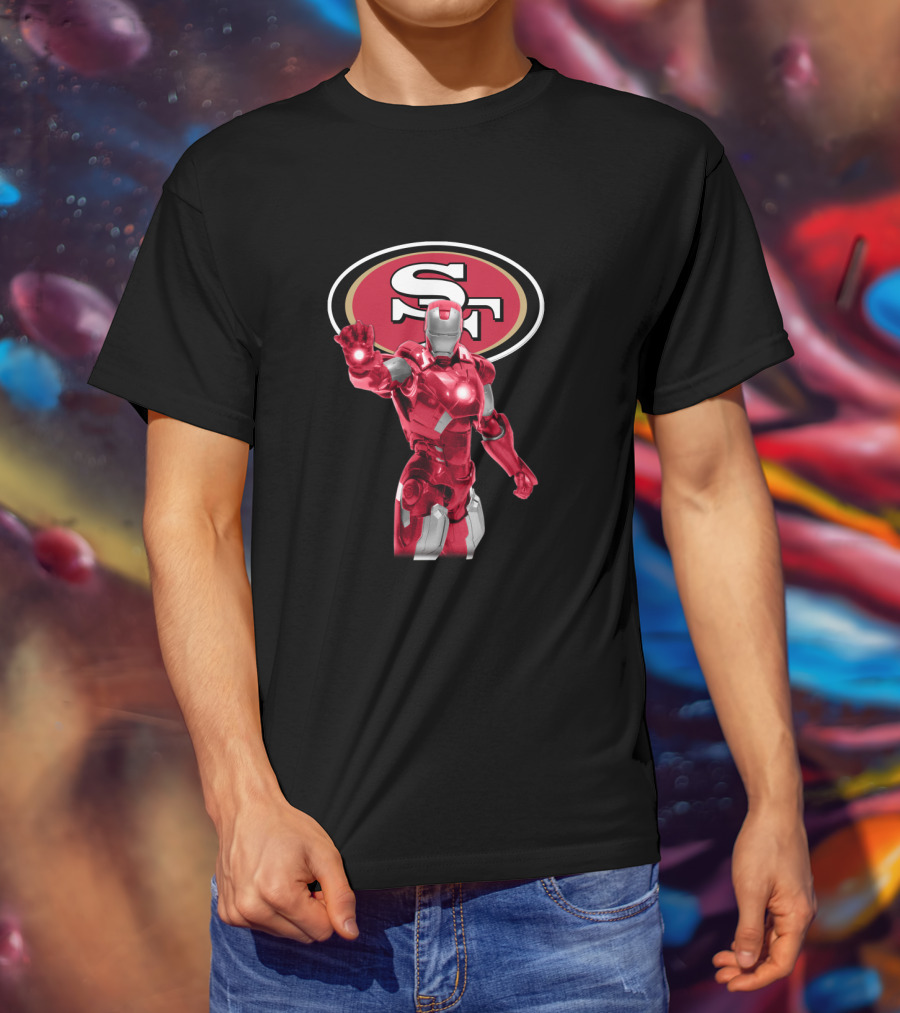 San Francisco 49ers Iron Man Nfl Marvel Crossover Fan T-Shirt