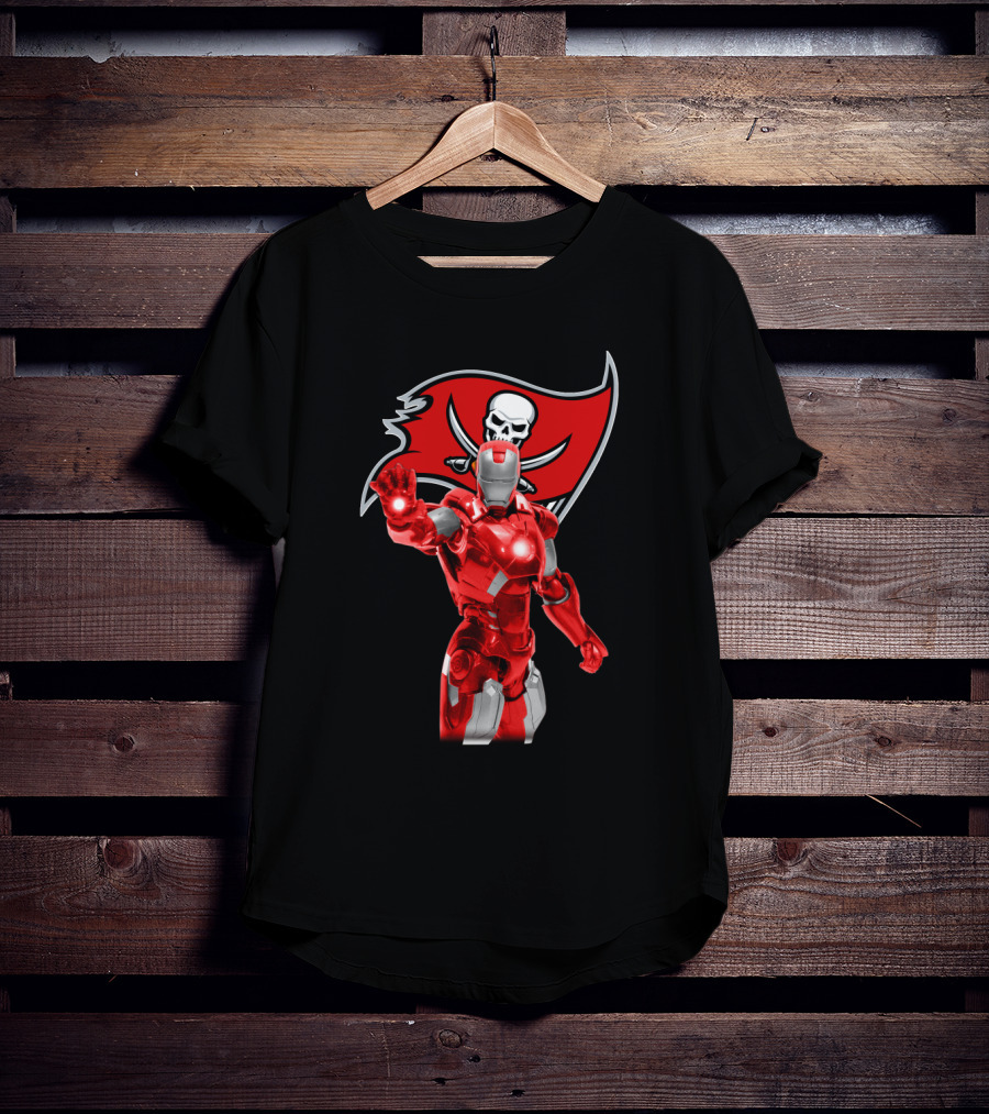 Iron Man Buccaneers Fans Tampa Bay Crossover Marvel Football Enthusiasts T-Shirt