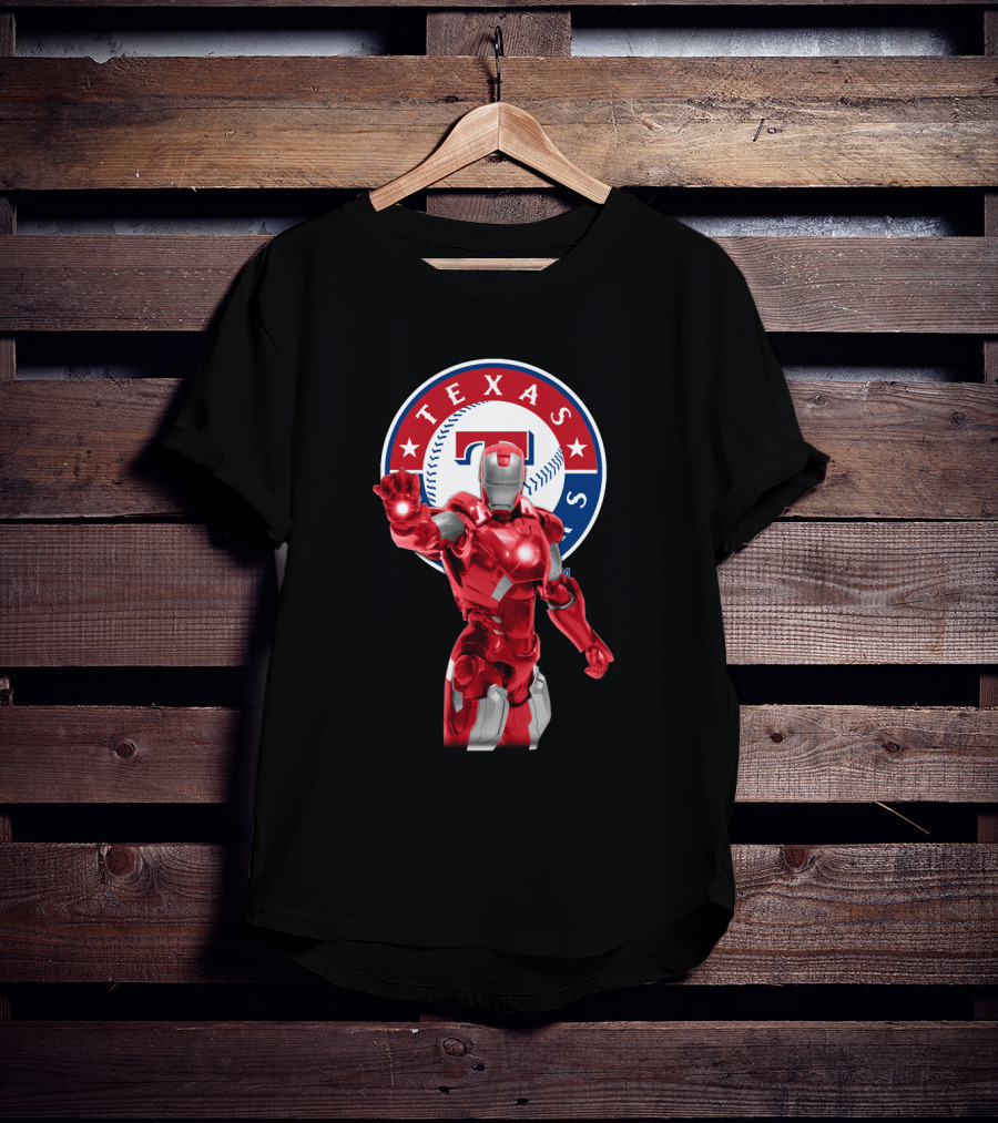 Texas Rangers Iron Man Baseball Fusion T-Shirt