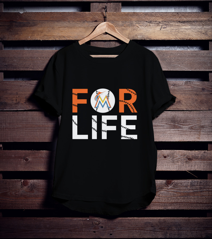 Miami Marlins For Life Baseball Stitch T-Shirt