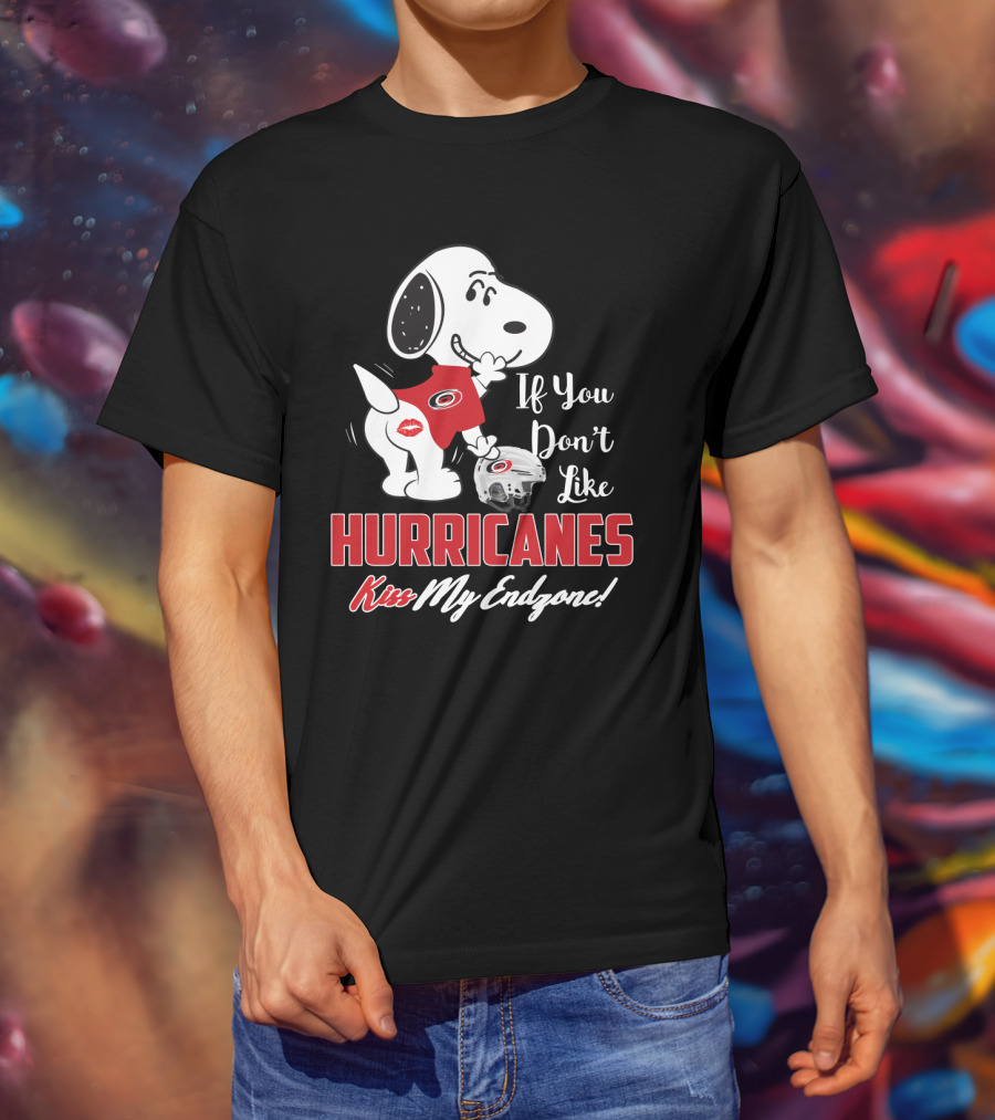 If You Don't Like Hurricanes Kiss My Endzone Snoopy Carolina Hurricanes Fans T-Shirt