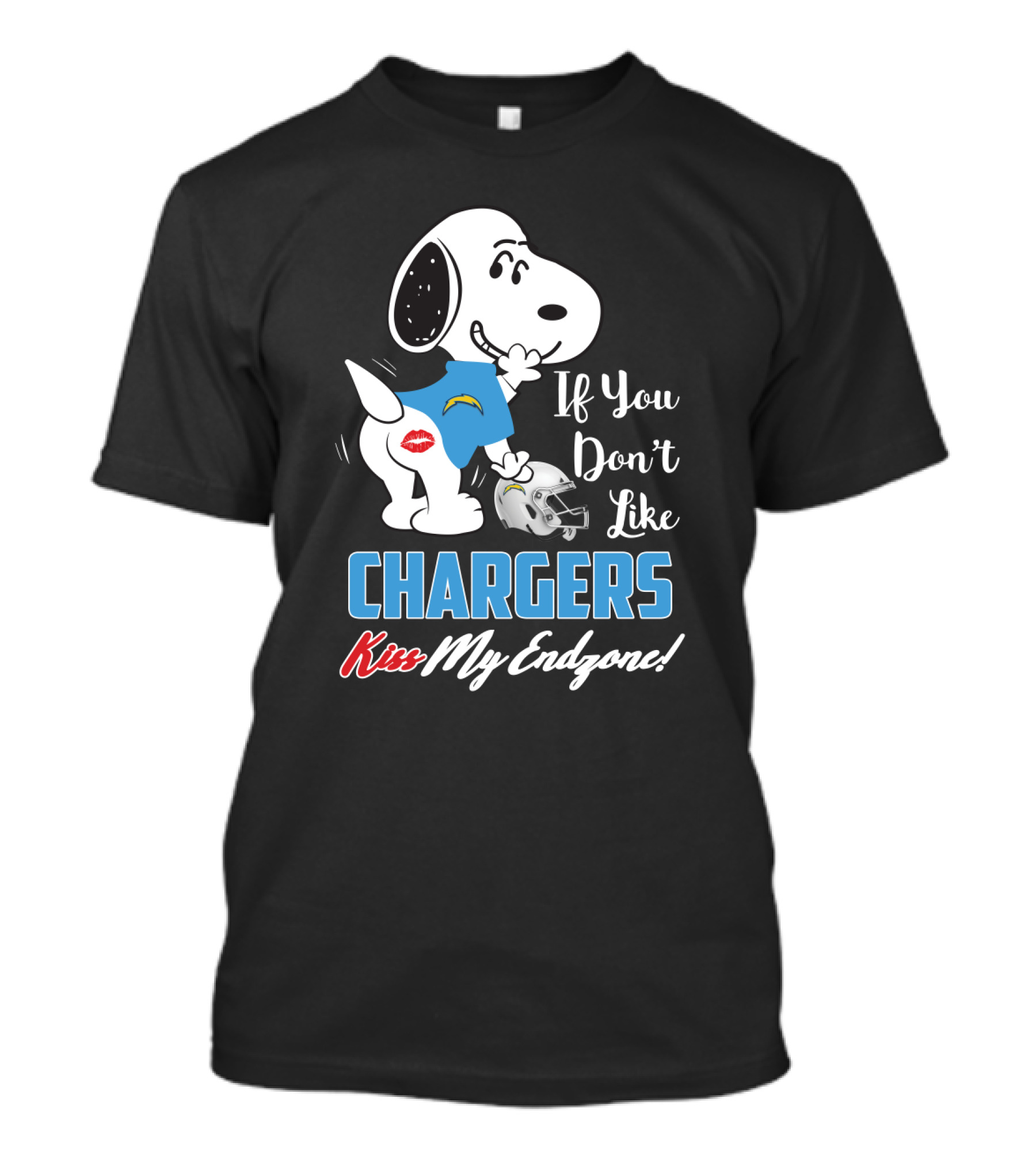 If You Don't Like Chargers Kiss My Endzone Snoopy Los Angeles T-Shirt