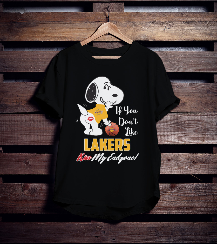 If You Don't Like Lakers Kiss My Endzone Snoopy Los Angeles Lakers Fans T-Shirt
