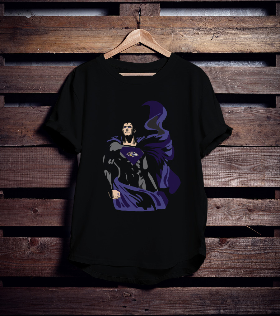 Superman Baltimore Ravens Fan Iconic Logo Fusion T-Shirt