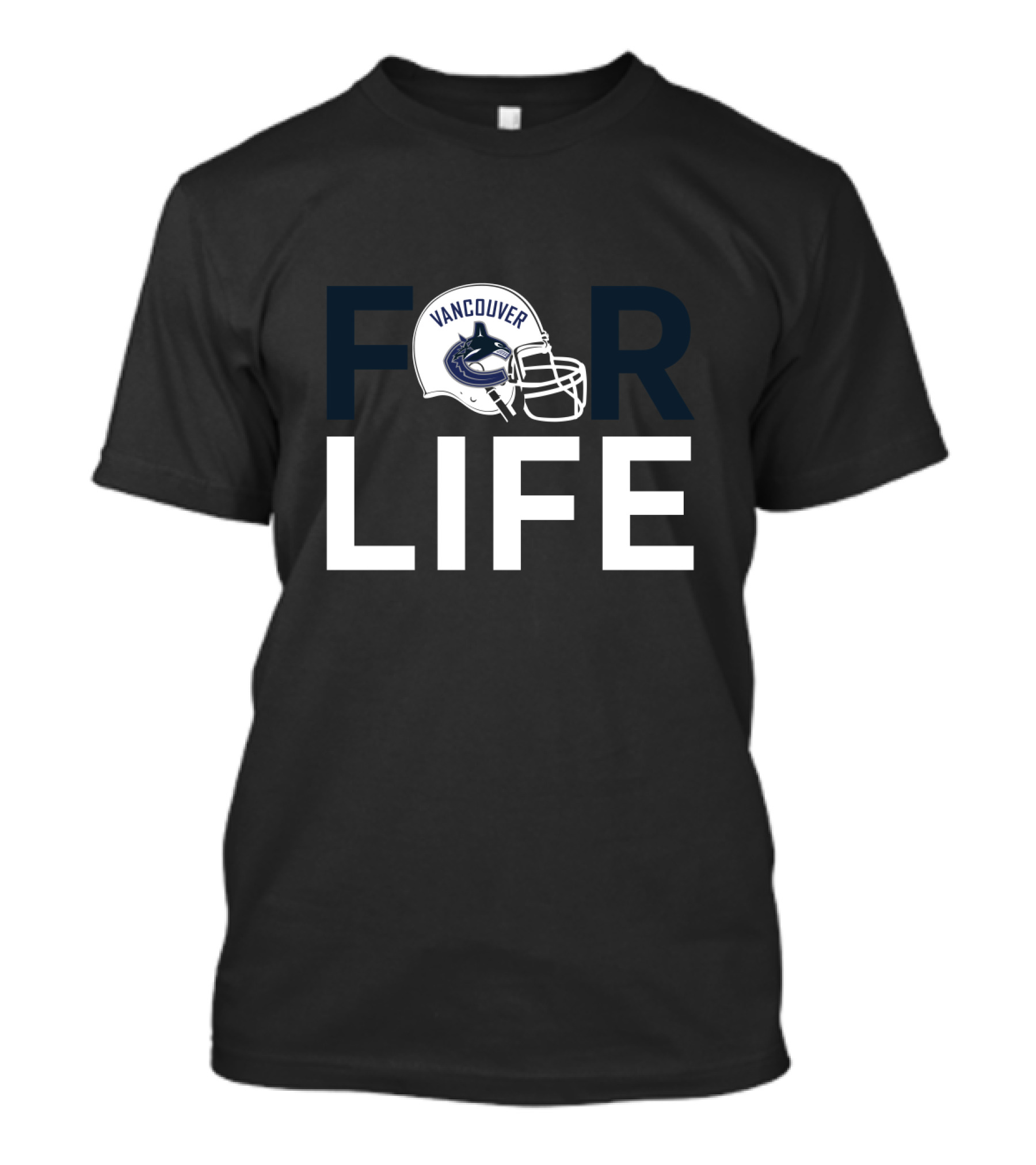 Vancouver Canucks Loyalty Emblematic Text Featuring Iconic Hockey Helmet T-Shirt