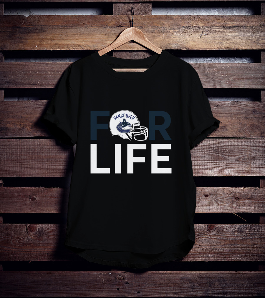 Vancouver Canucks Loyalty Emblematic Text Featuring Iconic Hockey Helmet T-Shirt