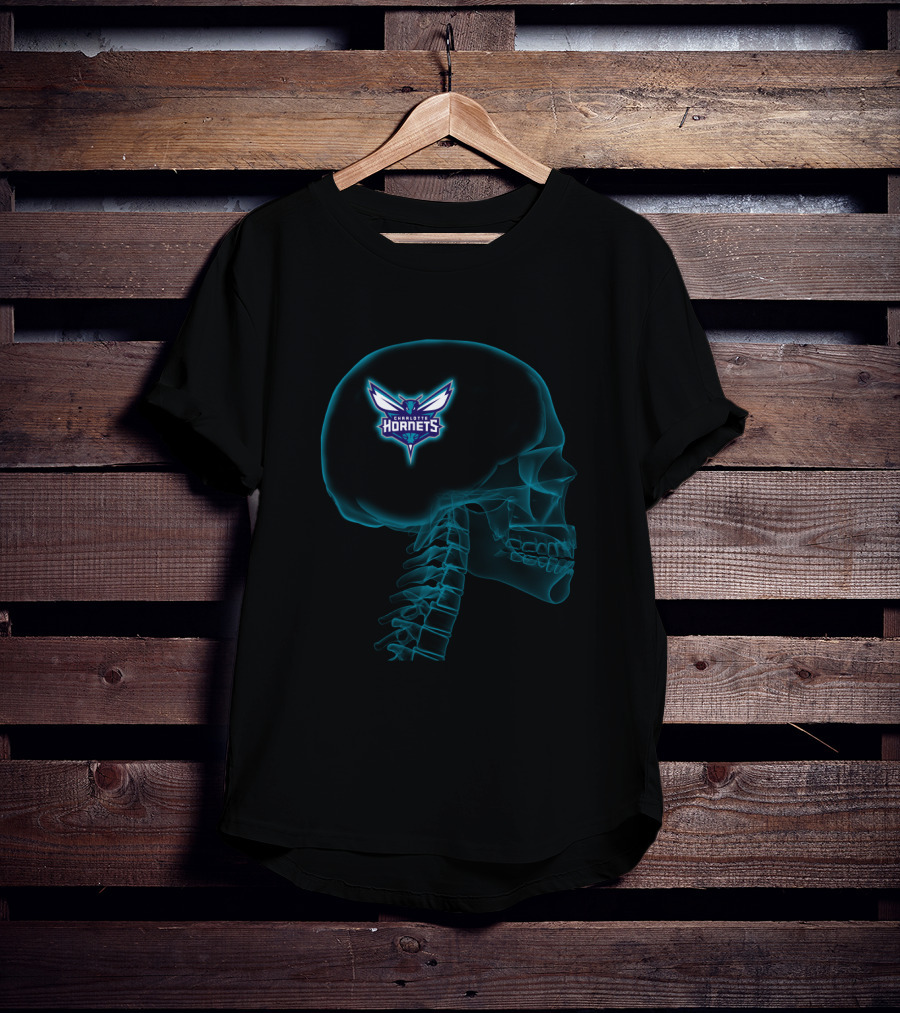 Charlotte Hornets Brain Logo Halloween X-Ray T-Shirt