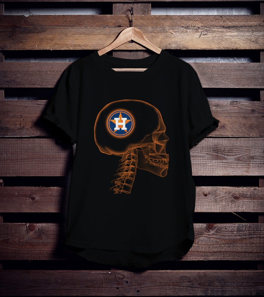 Houston Astros Skull Logo Halloween Brain T-Shirt