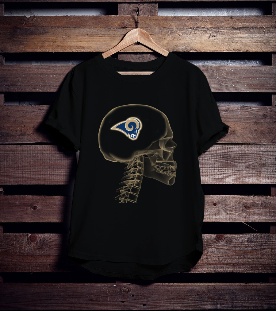 Los Angeles Rams Skull Logo Halloween Brain T-Shirt