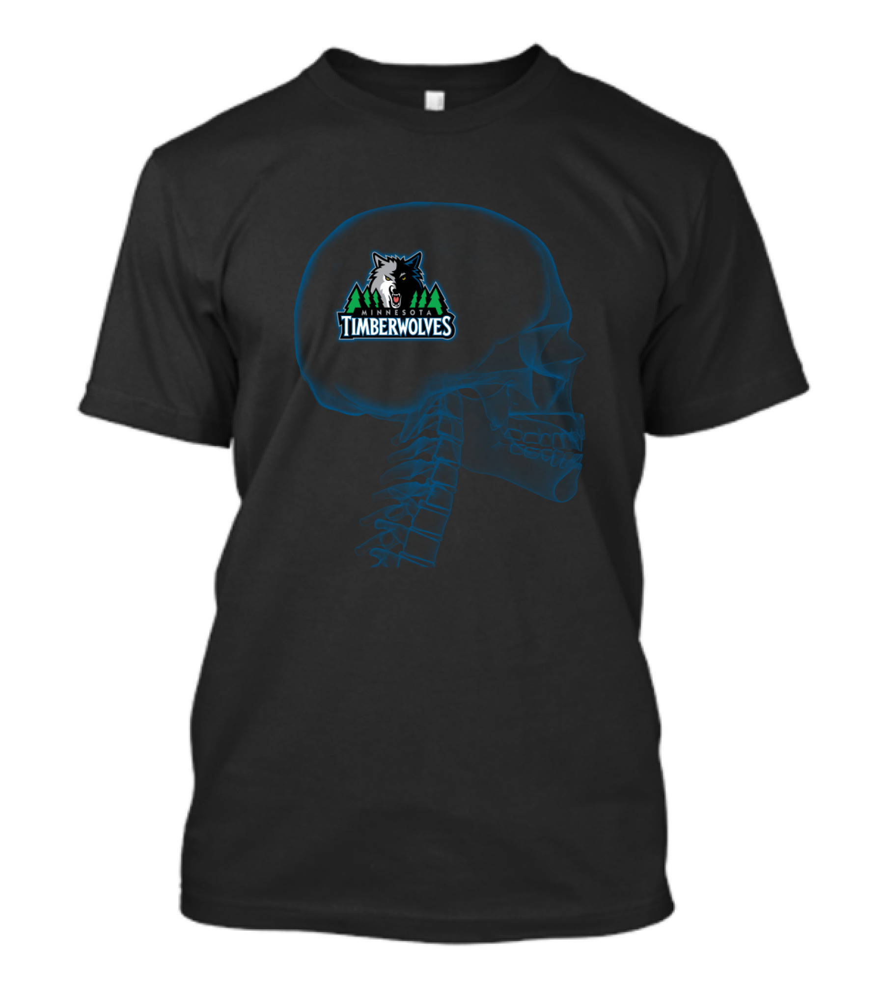 Minnesota Timberwolves Skull Logo Halloween Brain Theme T-Shirt