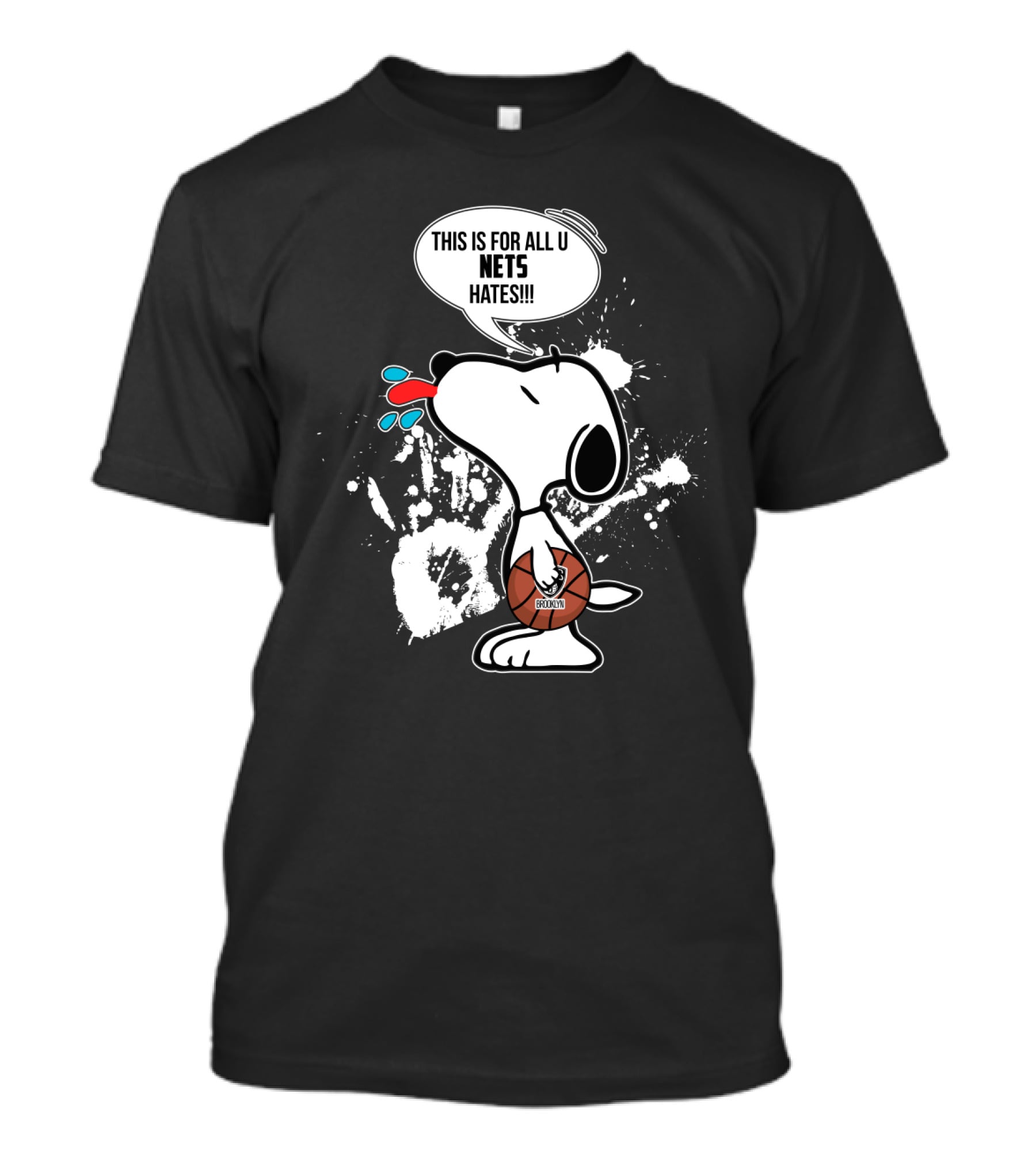 Snoopy Brooklyn Nets Fans Tongue Out Basketball Statement T-Shirt