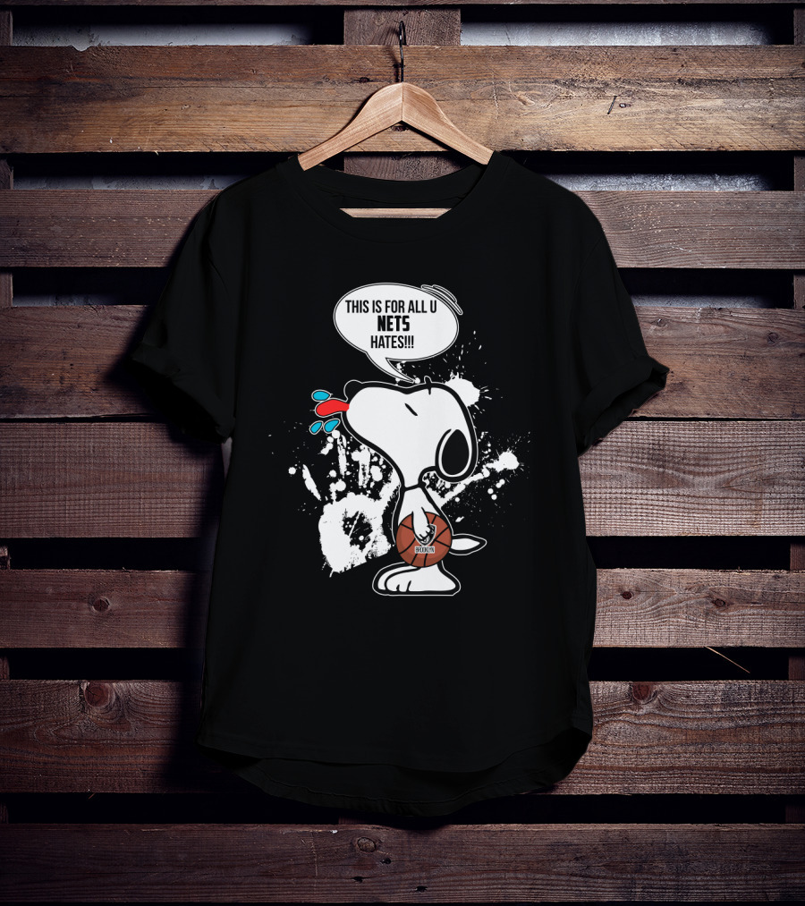 Snoopy Brooklyn Nets Fans Tongue Out Basketball Statement T-Shirt