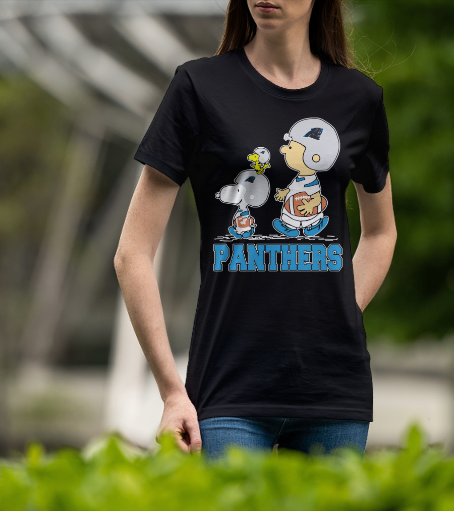 Snoopy Woodstock Charlie Brown Carolina Panthers Fans T-Shirt
