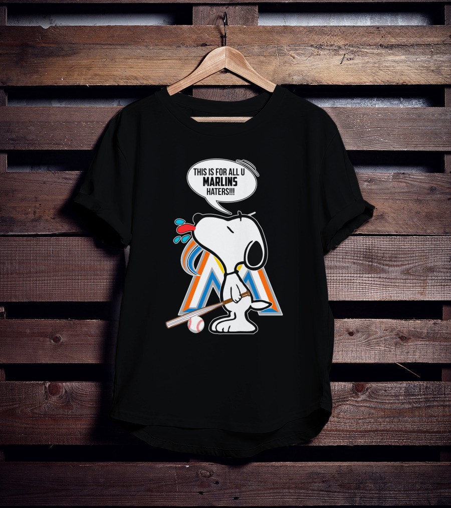 Snoopy Baseball Fan Spitting At Miami Marlins Haters T-Shirt