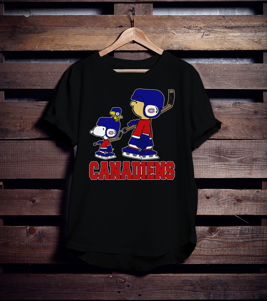 Snoopy Canadiens Fan Hockey Skate With Woodstock And Friends T-Shirt
