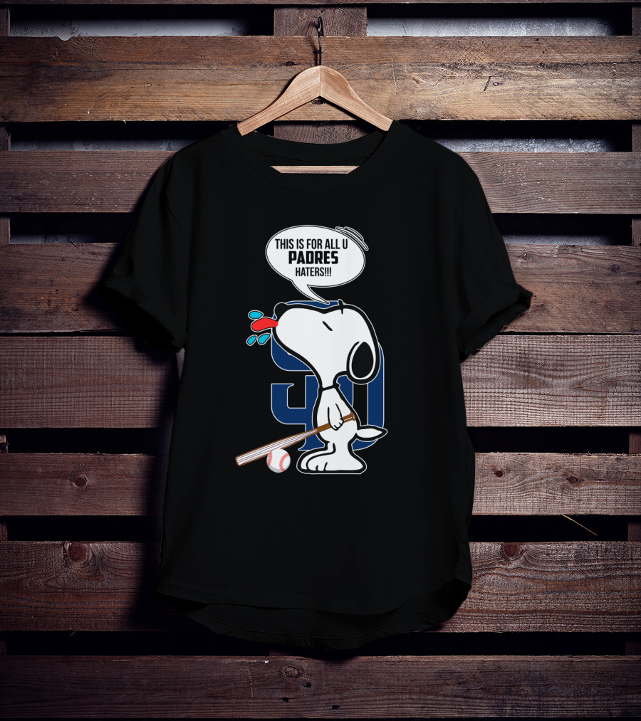 Snoopy Padres Haters Speech Bubble With Baseball And Bat T-Shirt