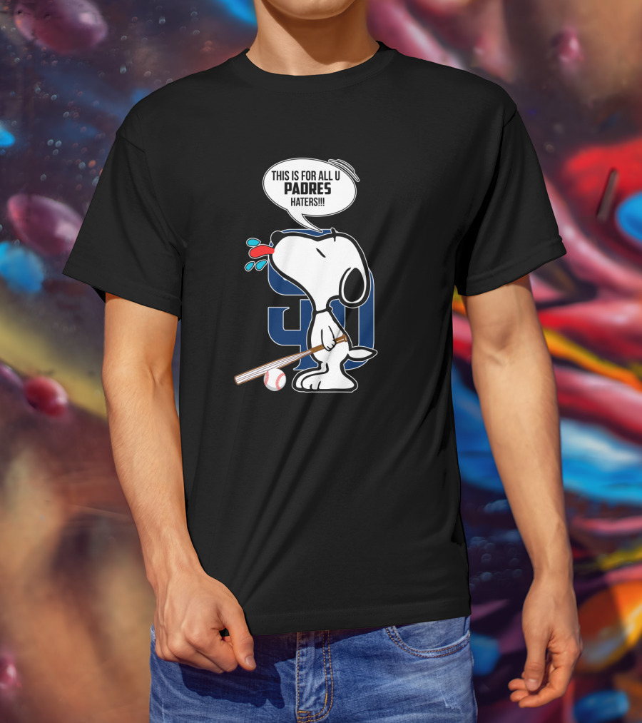 Snoopy Padres Haters Speech Bubble With Baseball And Bat T-Shirt