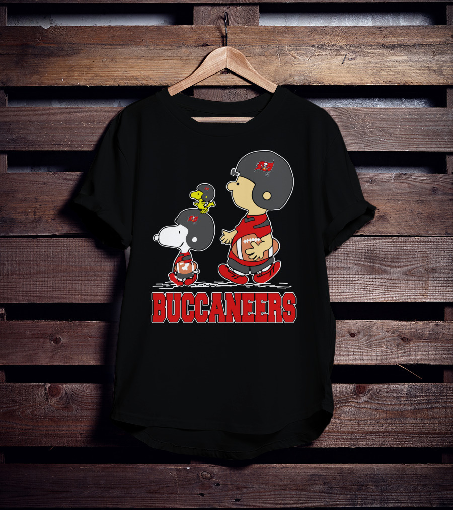 Snoopy Woodstock And Buccaneers Football Fans Featuring Iconic Characters T-Shirt