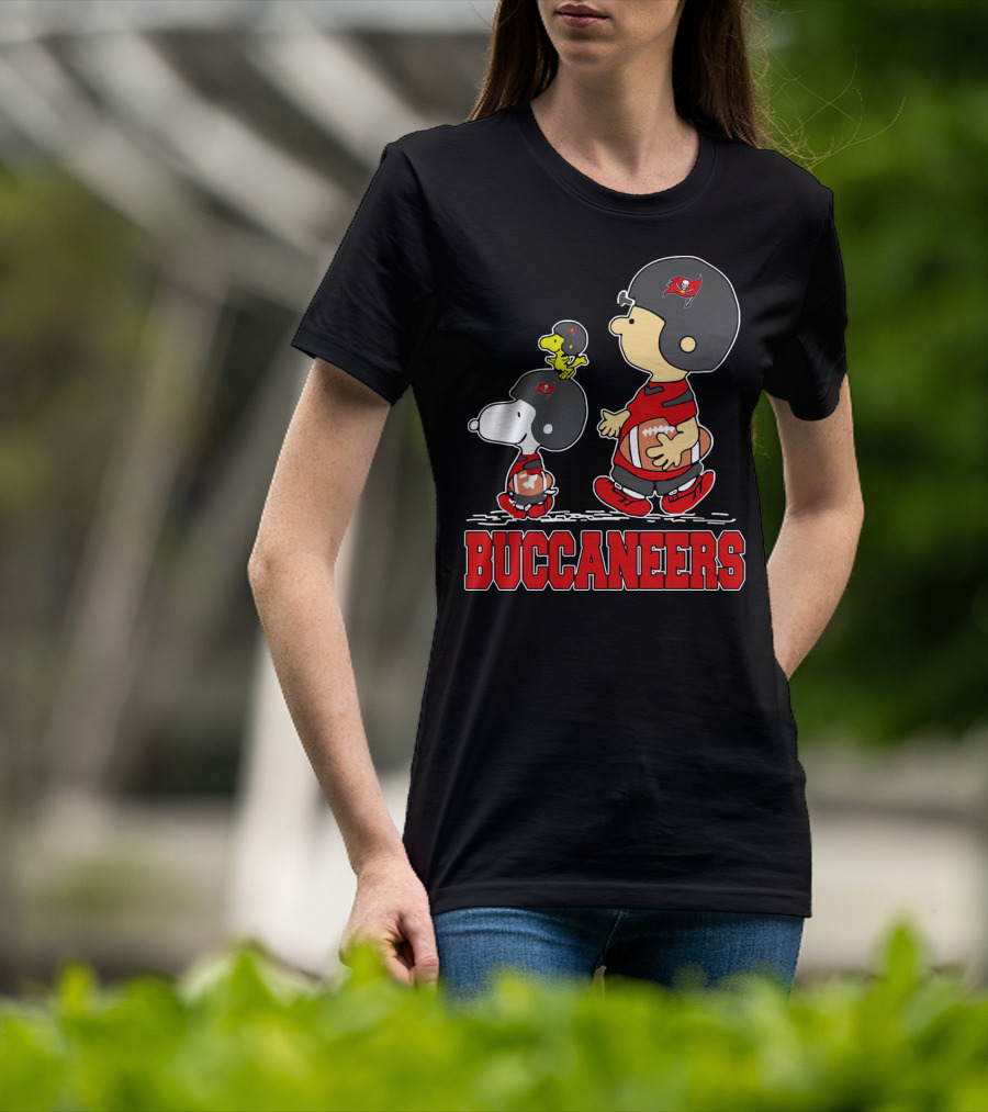 Snoopy Woodstock And Buccaneers Football Fans Featuring Iconic Characters T-Shirt