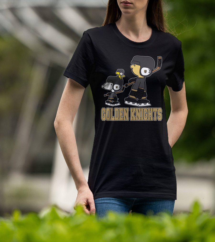 Snoopy Woodstock And Charlie Brown Golden Knights Fans T-Shirt