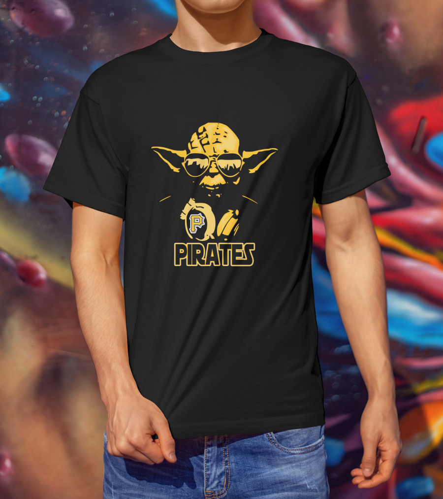 Yoda Wearing Sunglasses Pittsburgh Pirates Logo Fans Star Wars Crossover T-Shirt