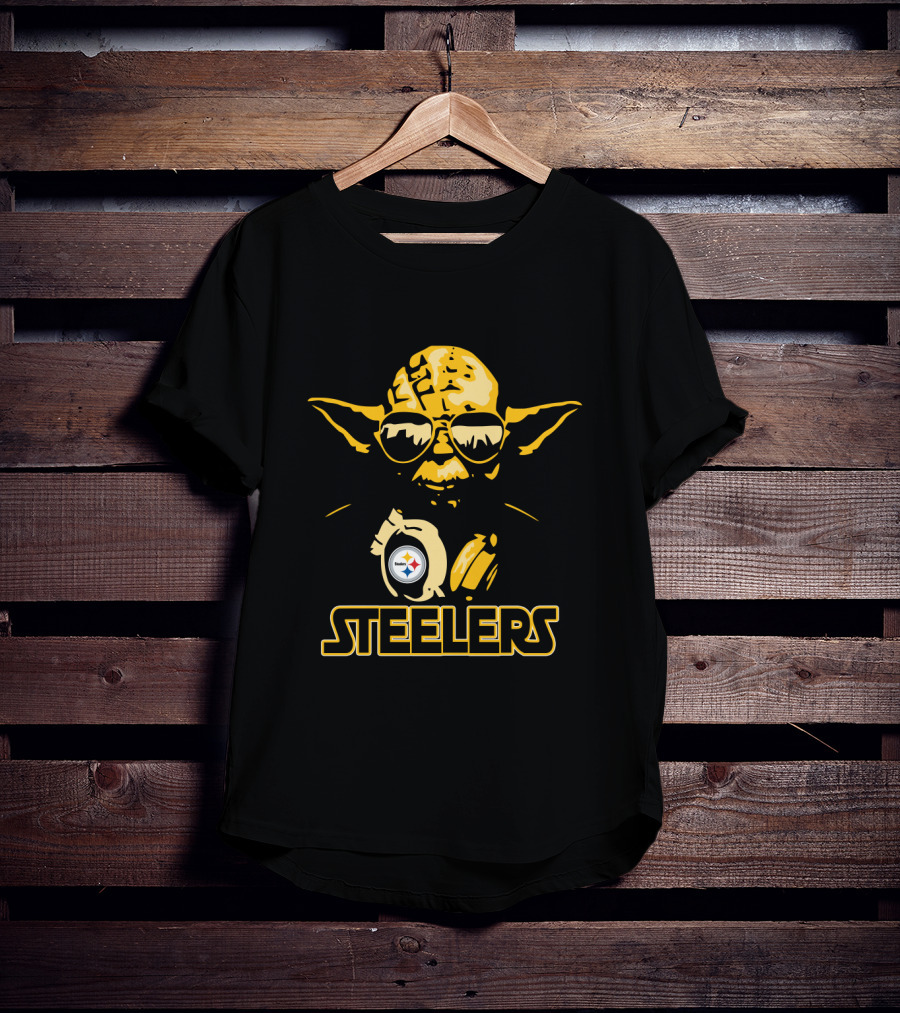 Yoda Steelers Sunglasses Headphones Star Wars Pittsburgh Fans T-Shirt
