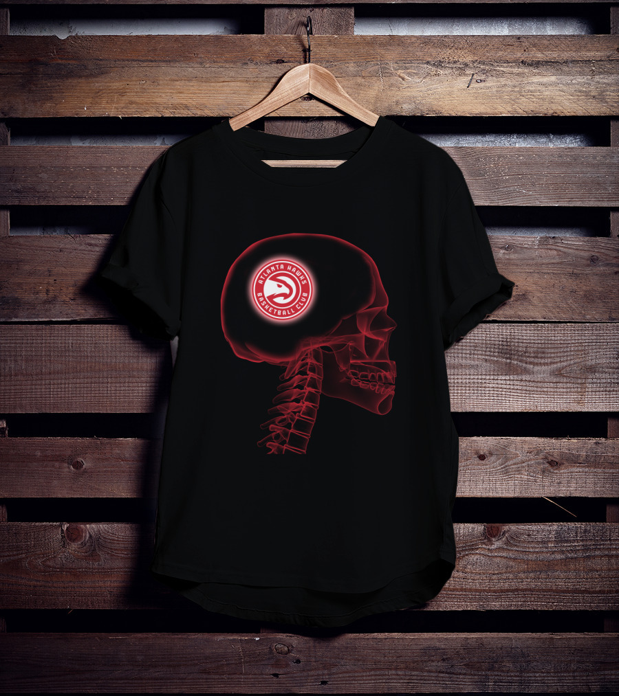 Atlanta Hawks Basketball Club Skull Brain Halloween Theme T-Shirt