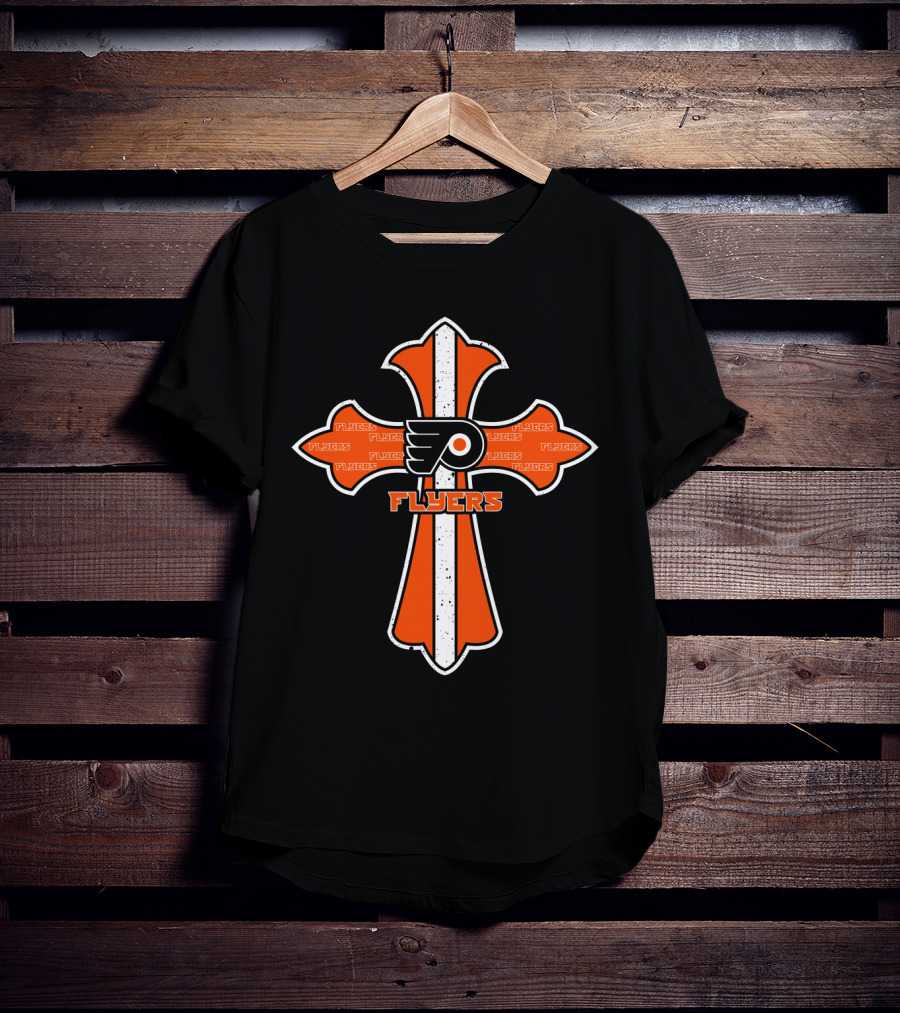 Flyers Faithful Cross Design For Philadelphia Hockey Fans T-Shirt