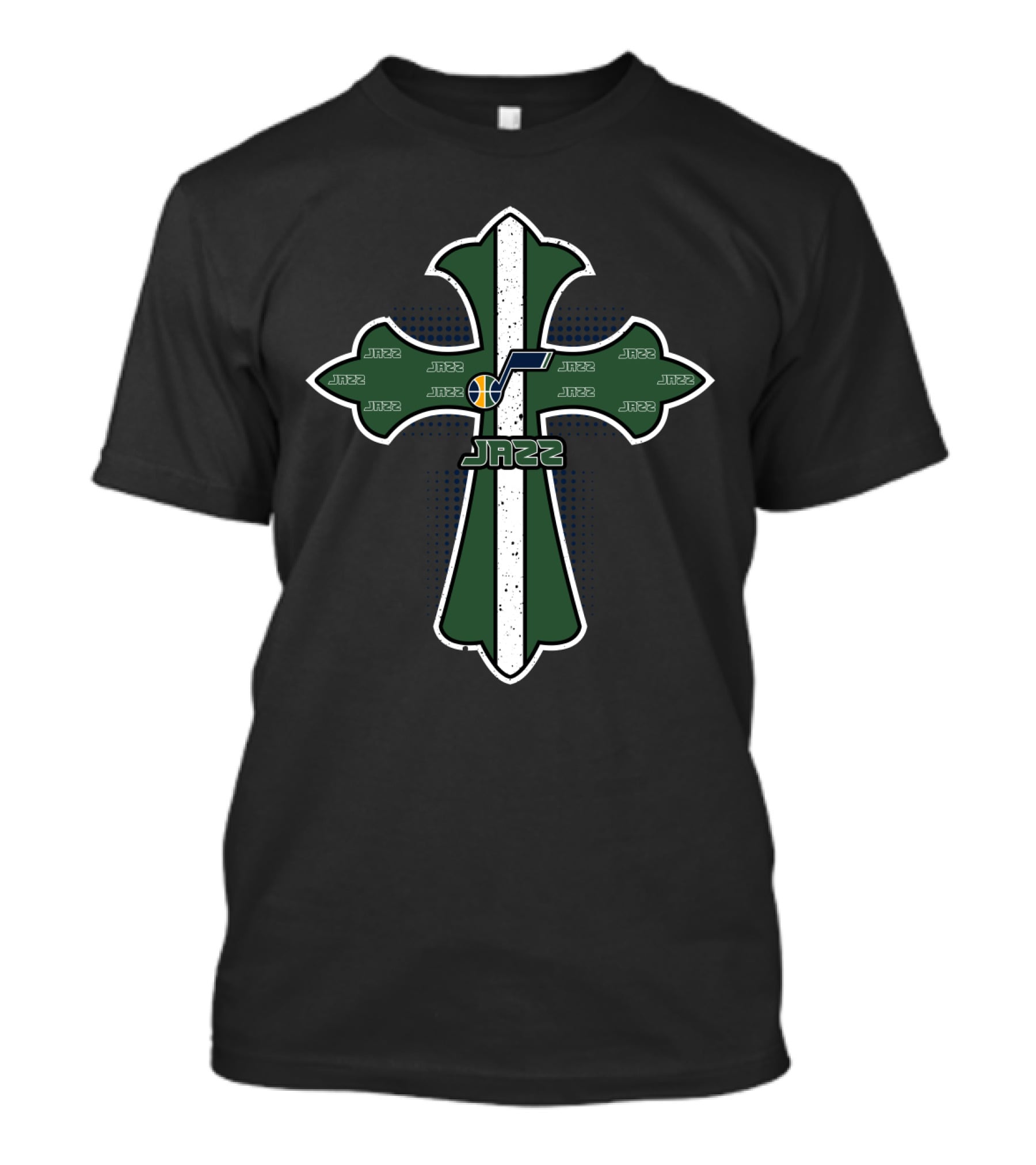 Jazz Fans Cross Design With Utah Team T-Shirt