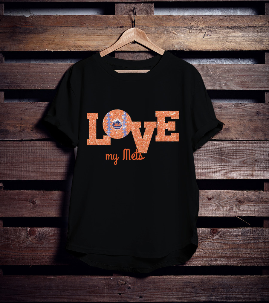 Love My Mets Glitter Design For New York Fans T-Shirt