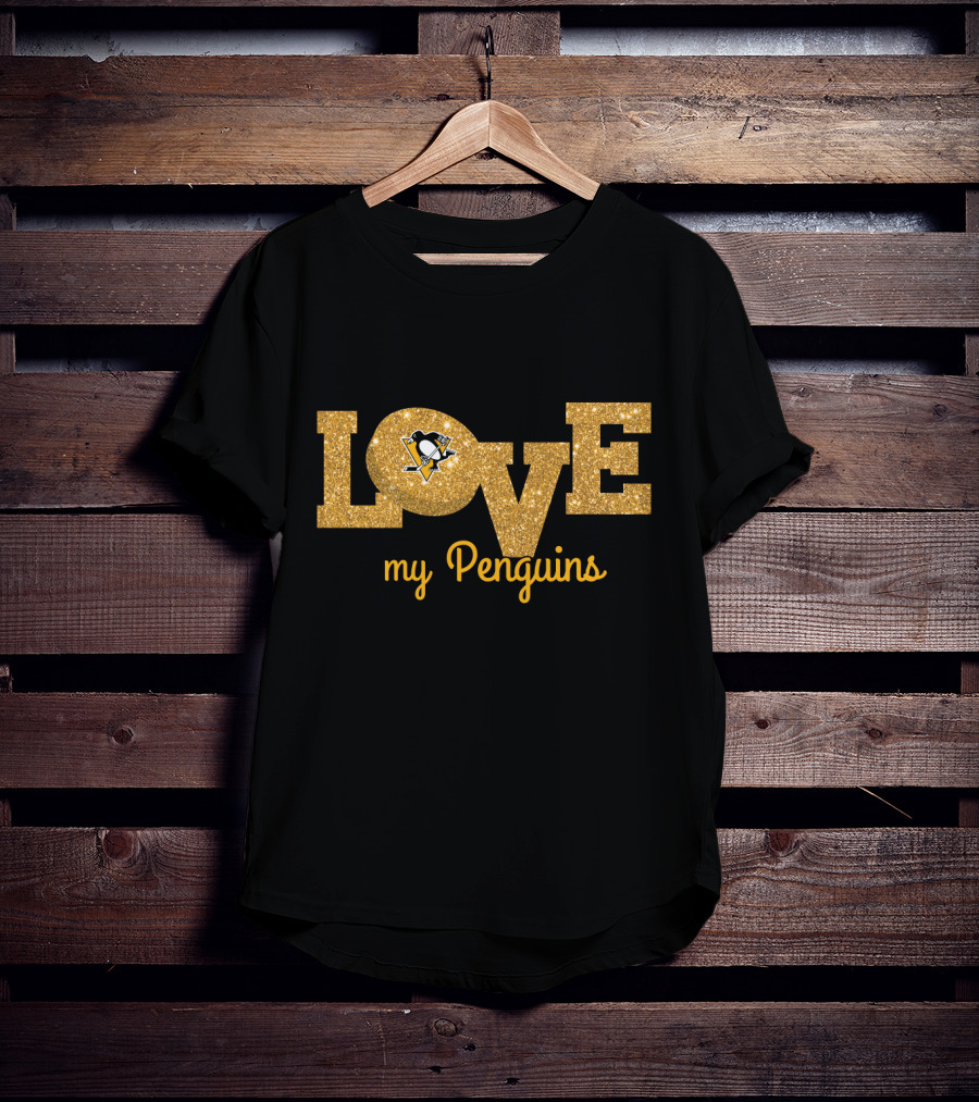 Love My Penguins Glitter Pittsburgh Fans Graphics T-Shirt