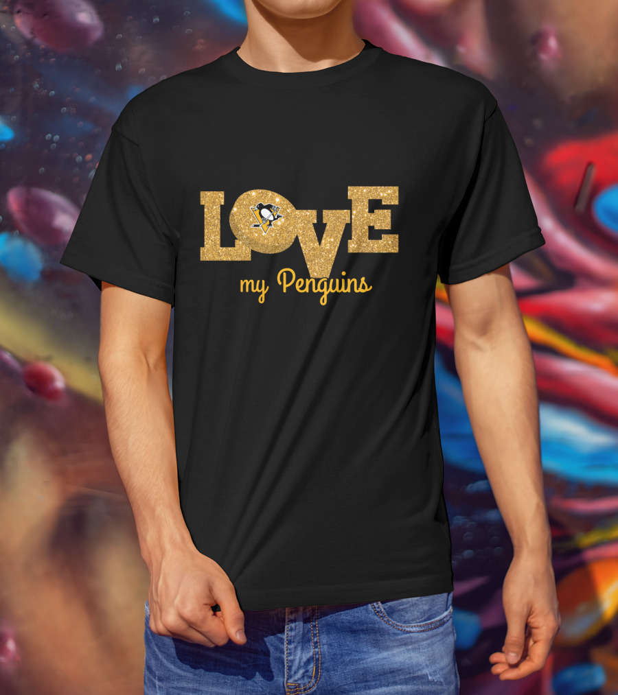 Love My Penguins Glitter Pittsburgh Fans Graphics T-Shirt
