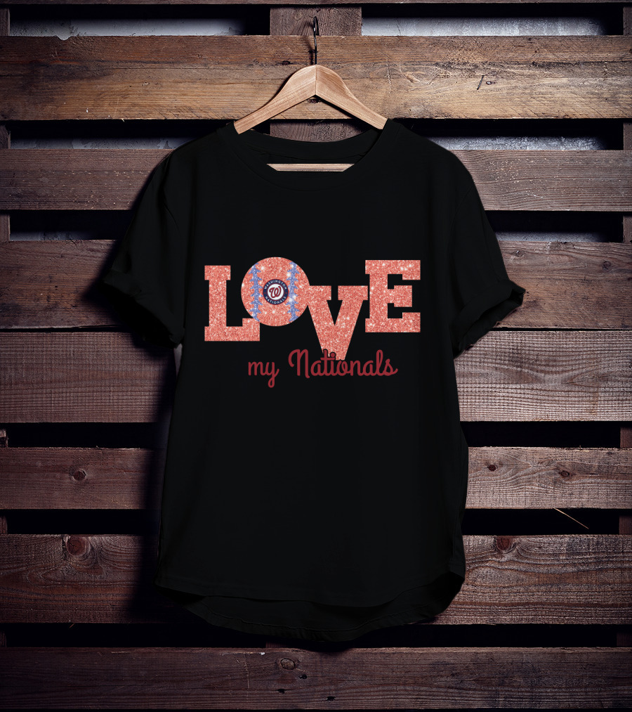 Glitter Love My Nationals Washington Fans Design Featuring W T-Shirt